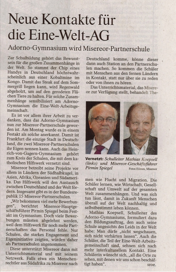 Wir gratulieren dem Adorno-Gymnasium!
